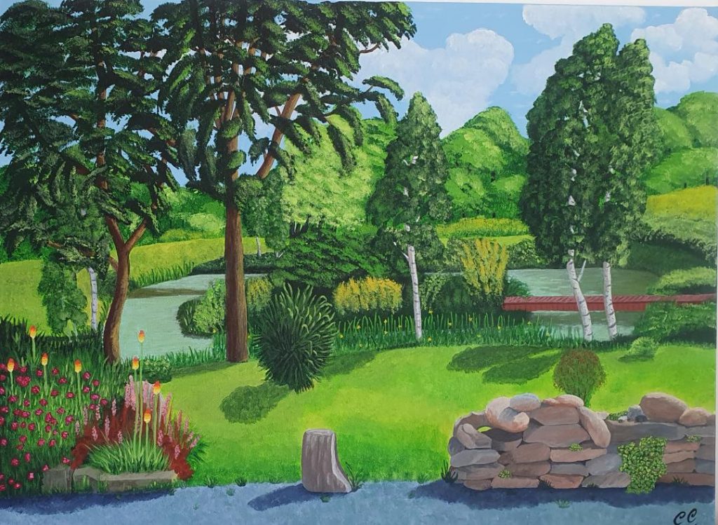 tableau peinture acrylique toile paysage nature couleur campagne mer montagne promenade vacances beauté environnement bonne humeur joie de vivre jardin