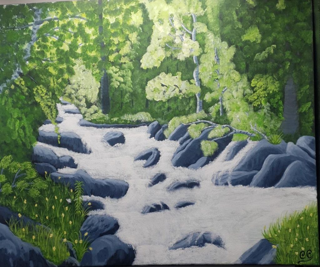 tableau peinture acrylique toile paysage nature couleur campagne mer montagne promenade vacances beauté environnement bonne humeur joie de vivre